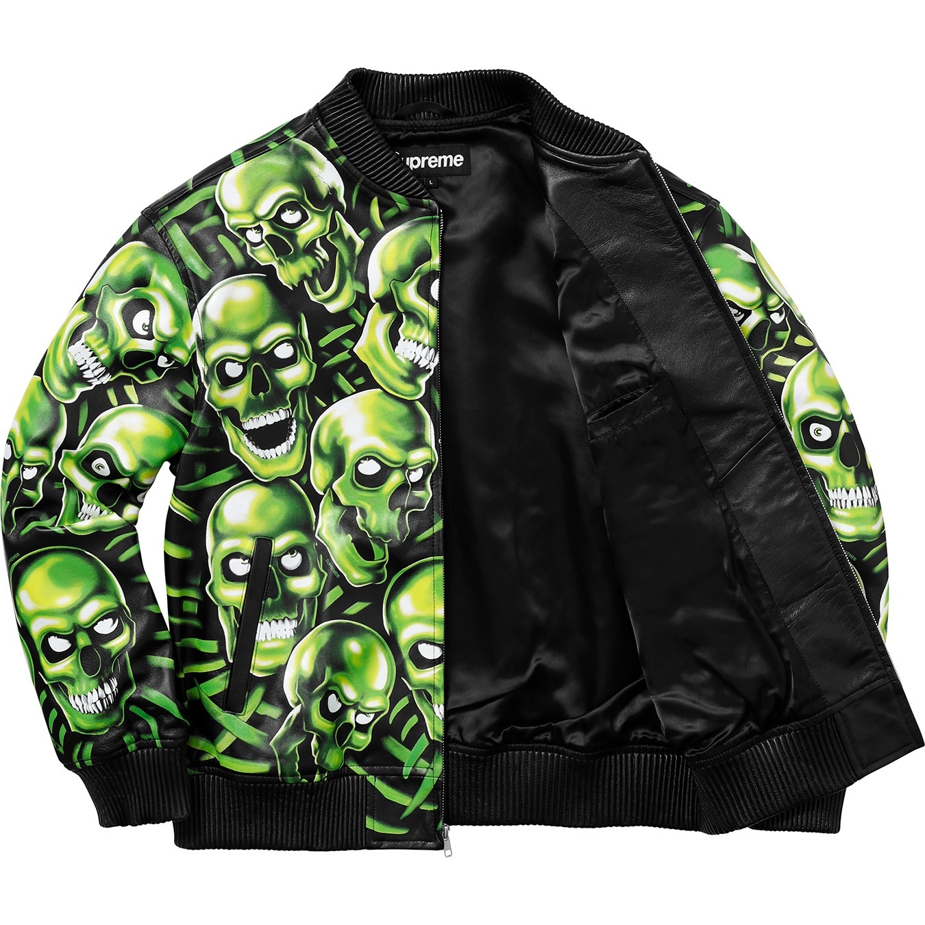 Skull Pile Leather Bomber Jacket view 5